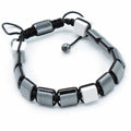Magnetic Hematite Shamballa Bracelet - White Jasper CuboidsHematite Shamballa BraceletHeart Notes
