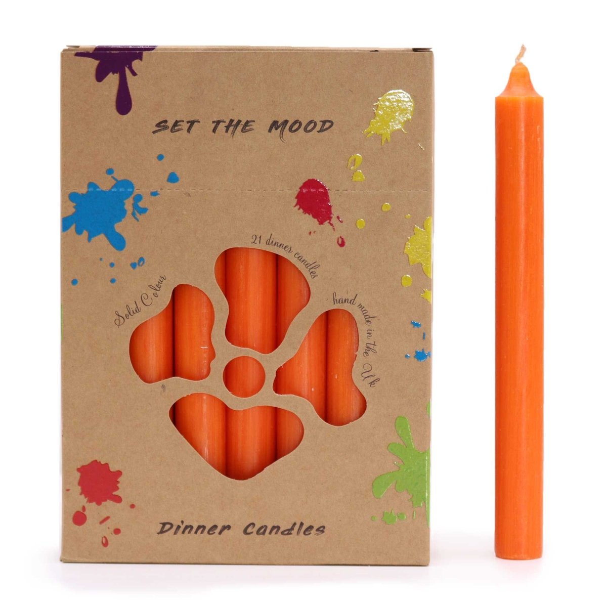 Solid Colour Dinner Candle Set - Pack of 21 - Rustic OrangeSolid Colour Dinner Candle SetHeart Notes