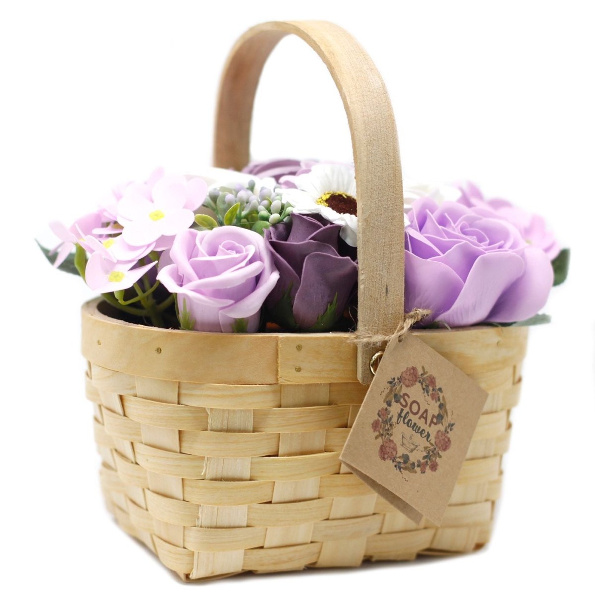 Large Lilac Bouquet in Wicker BasketSoap Flower BouquetsHeart Notes