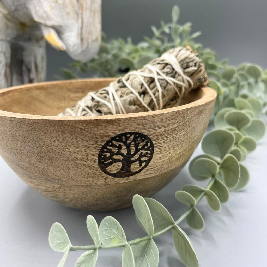 Wooden Smudge and Ritual Offerings Bowl - Tree of Life - 13x7cmWooden Smudge and Ritual Offerings BowlHeart Notes