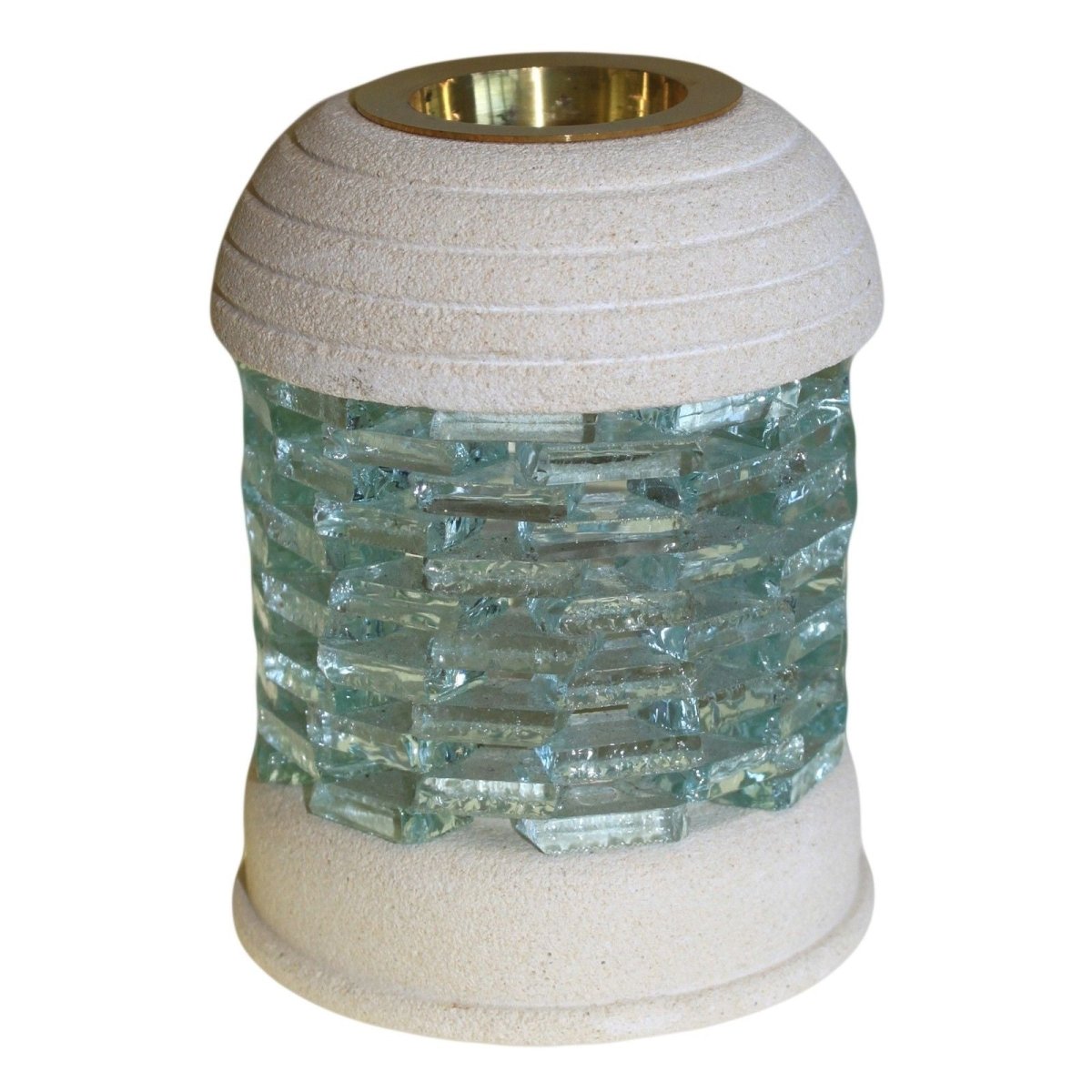 Stone Oil Burner - Round Glass BrickSandstone Oil BurnersHeart Notes