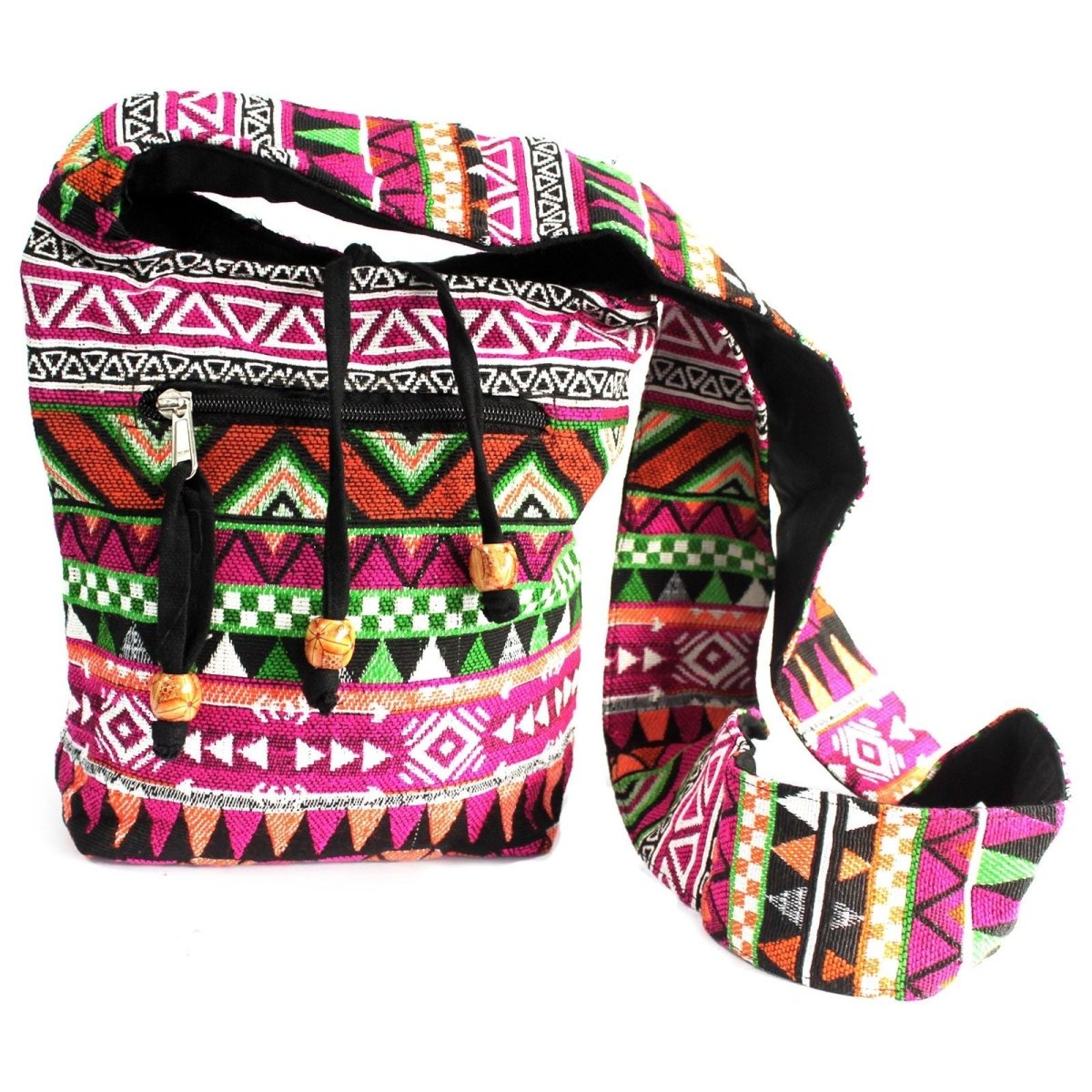 Jacquard Bag - Pink Sling BagJacquard Nepal Style BagsHeart Notes