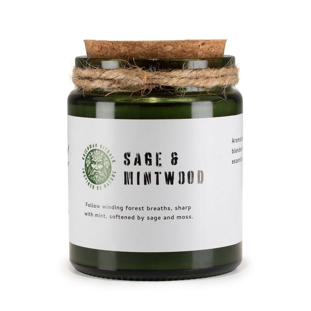 Greenman Woodwick Soy Candle - Sage & MintwoodGreenman Rituals Woodwick Soy CandlesHeart Notes