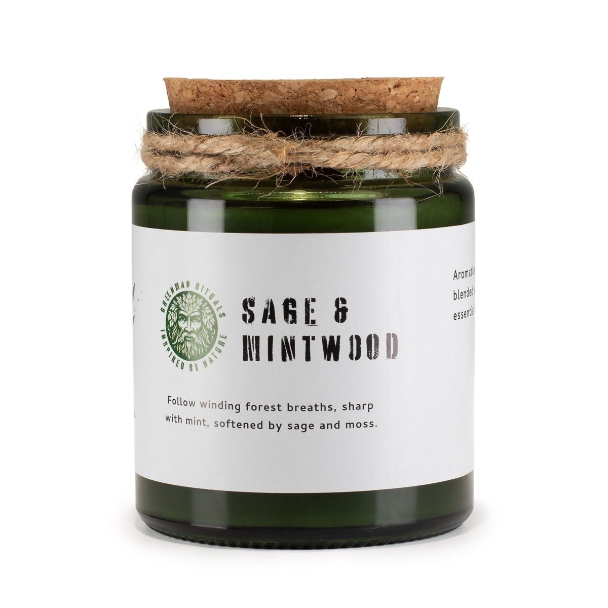 Greenman Woodwick Soy Candle - Sage & MintwoodGreenman Rituals Woodwick Soy CandlesHeart Notes