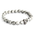 Pewter Skull / Grey Agate - Gemstone BraceletBoho Bling Gemstone BraceletsHeart Notes