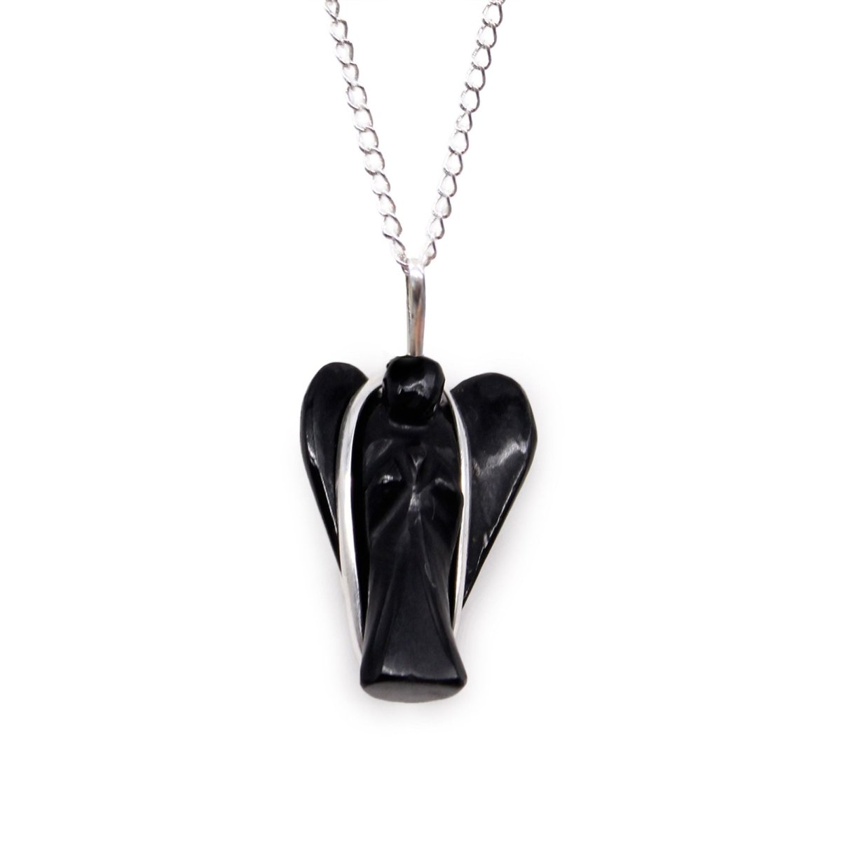 Gemstone Guardian Angel Pendant - Black AgateGemstone Pendant JewelleryHeart Notes