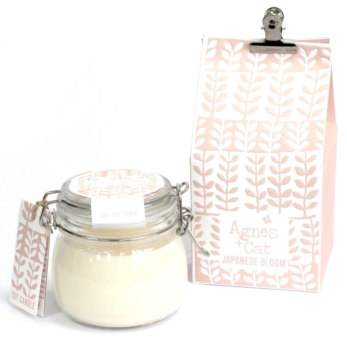 Agnes + Cat Kilner Jar Candle - Japanese BloomAgnes + Cat Soy Wax Kilner Jar Candles 400mlHeart Notes