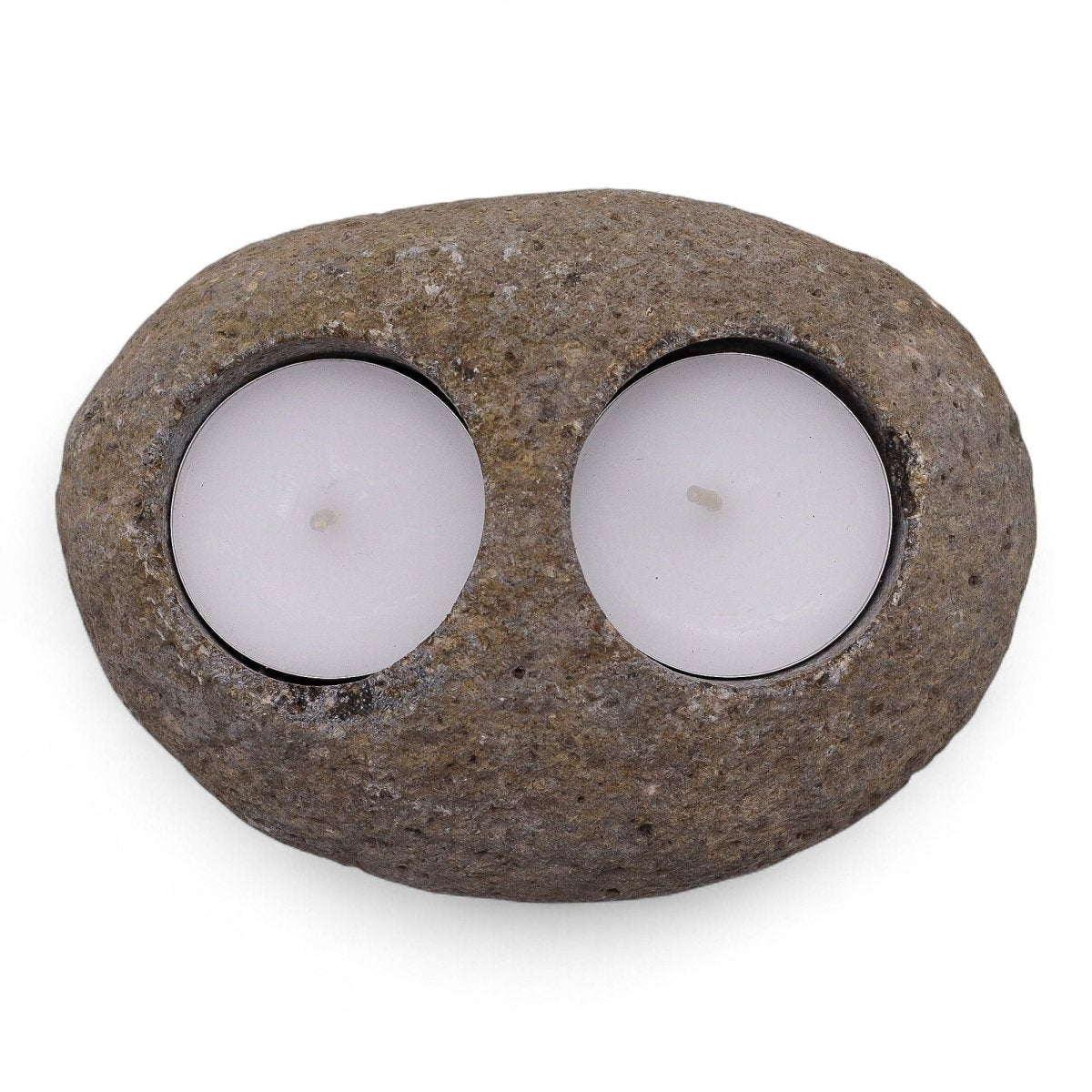 Natural Riverstone Candle Holder - Double NightlightRiverside Stone Candle HoldersHeart Notes
