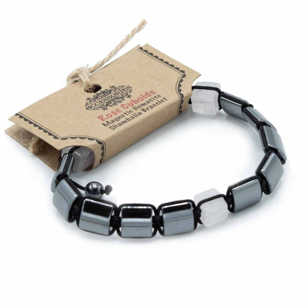 Magnetic Hematite Shamballa Bracelet - Rose CuboidsHematite Shamballa BraceletHeart Notes