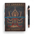 Leather Printed Notebook – My Chakras Are Aligned AF - 17.8×12.7 cmLeather Notebooks – Vintage Style JournalsHeart Notes
