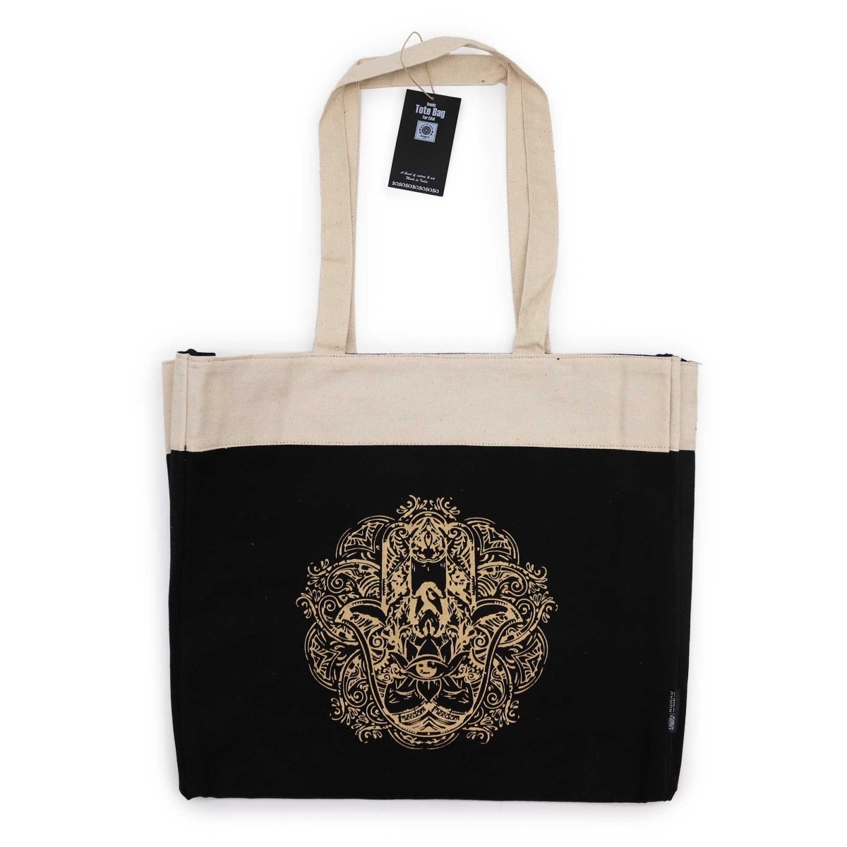 Oversized Tote Bag Chocolate Stonewash 14oz - Freedom HamsaNomad Sari Oversized Tote BagsHeart Notes