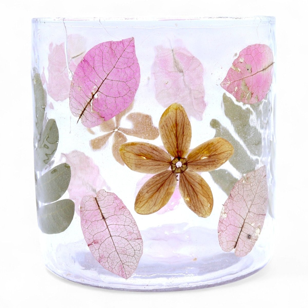 Natural Floral Glass - Straight Candle Holder - Primavera - (8x8cm)Natural Floral Glass Candle HoldersHeart Notes