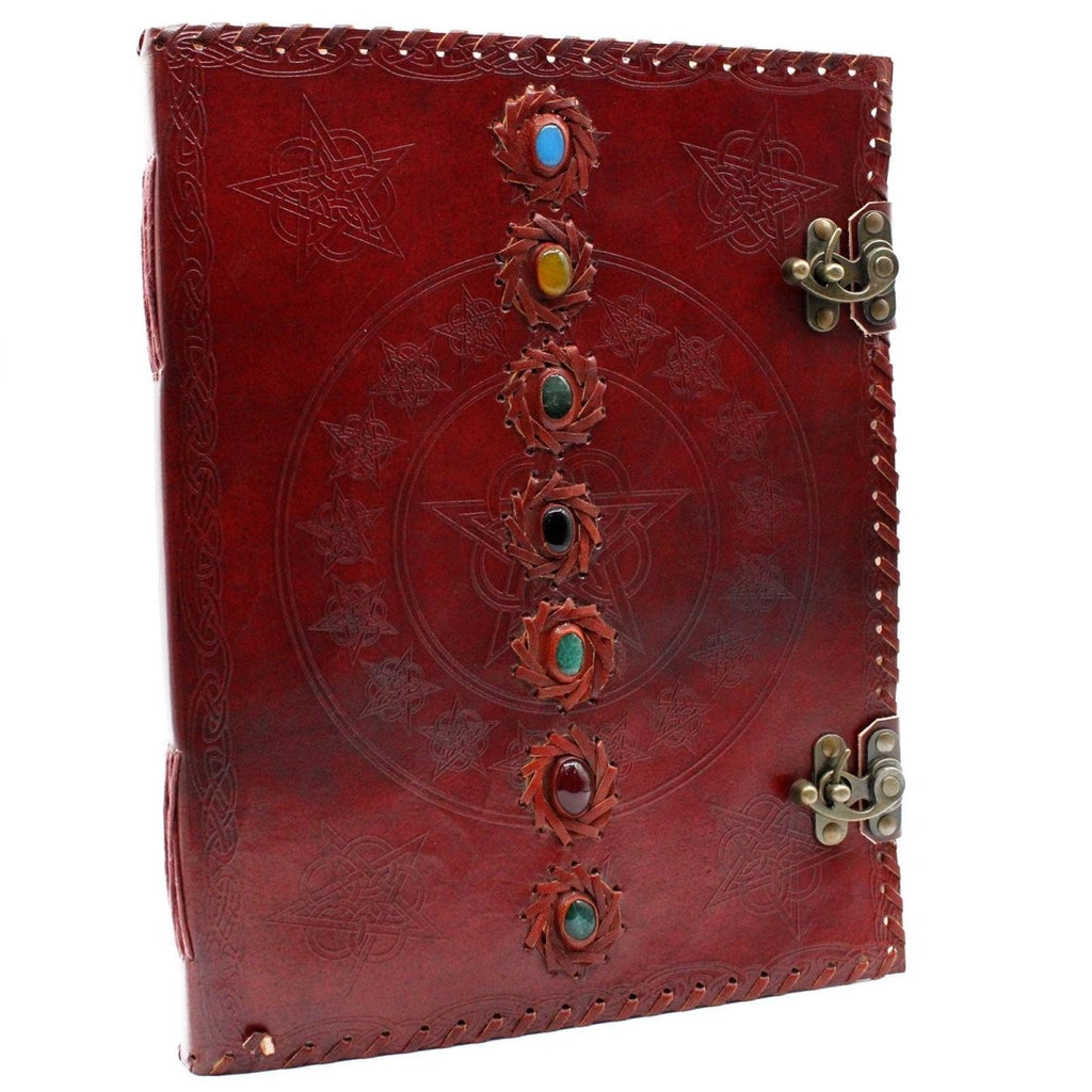 Huge 7 Chakra Leather Book - 10x13 (200 pages)Leather Notebooks – Vintage Style JournalsHeart Notes