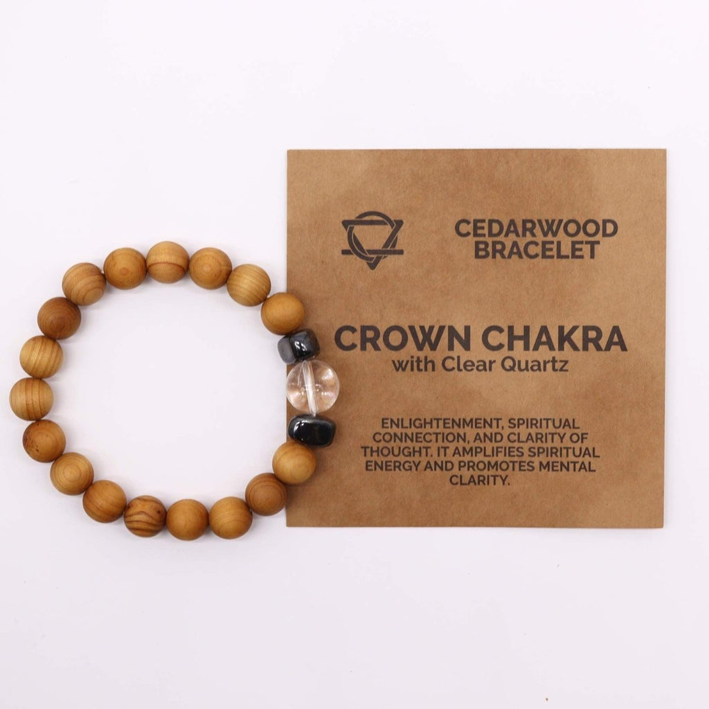 Cedarwood Crown Chakra Bangle with Clear QuartzCedarwood Chakra BanglesHeart Notes