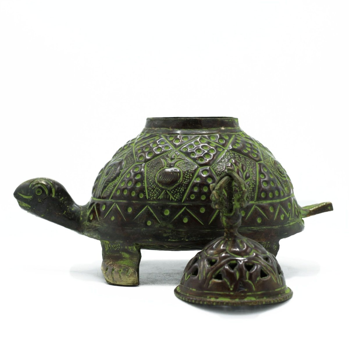 Brass Verdigris Tibetan Turtle Incense Holder - LrgAntique Tibetan Incense HoldersHeart Notes