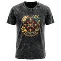 Nomad Sari Stonewashed Cotton T-Shirt - Compass of Life - Charcoal - XL