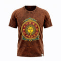 Nomad Sari Stonewashed Cotton T-Shirt - Sun & Zodiac - Brown - Small