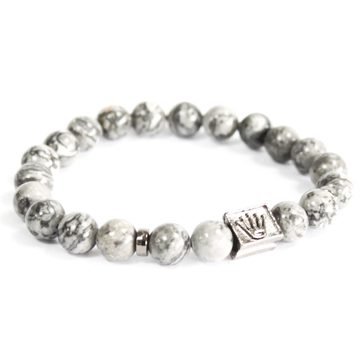 Crown Ingot / Grey Agate - Gemstone BraceletBoho Bling Gemstone BraceletsHeart Notes