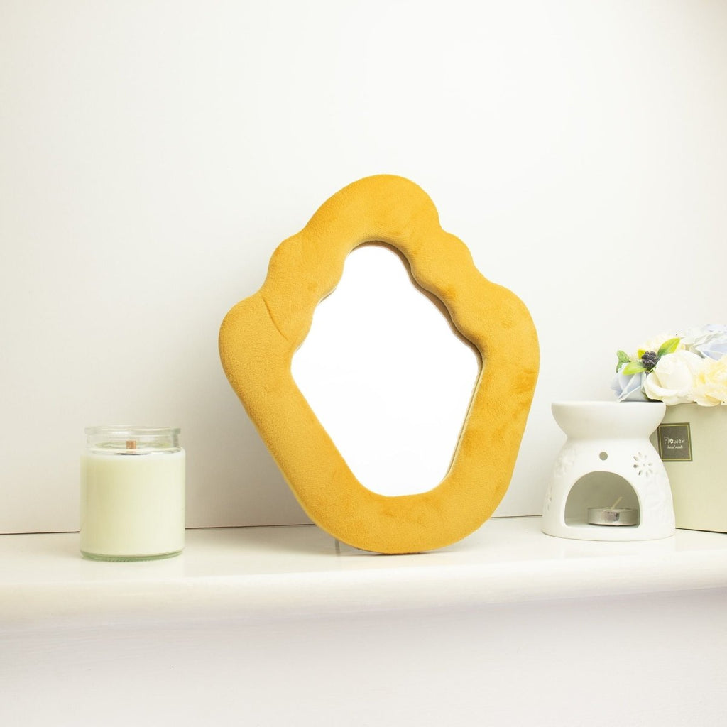 Soft Squiggly Mirror – Flame – Marigold (23x27.5x2.3cm)Soft Squiggly MirrorsHeart Notes
