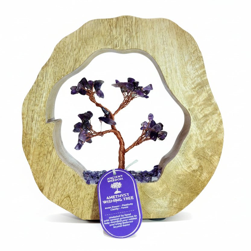 Gemstone Tree Garden - Mango Wood Ring - Amethyst - 60 chipstonesGemstone Tree GardensHeart Notes