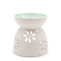 Classic White Oil Burner - Floral with Teal WellClassic White Oil BurnersHeart Notes