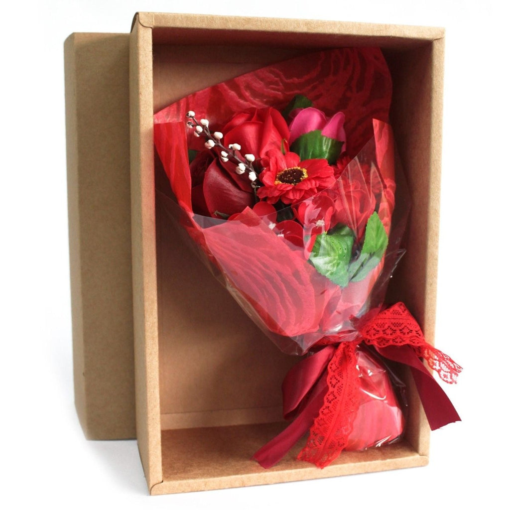 Boxed Hand Soap Flower Bouquet - RedSoap Flower BouquetsHeart Notes