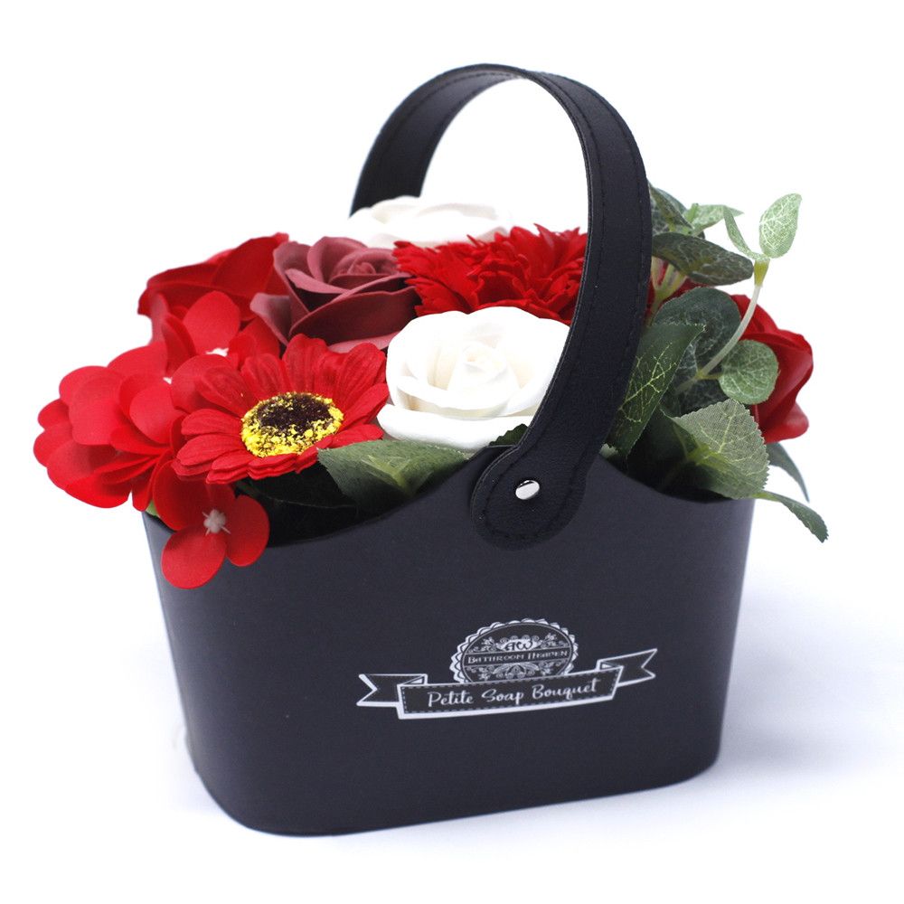 Bouquet Petite Basket - Rich RedsPetite Soap Flower BouquetsHeart Notes