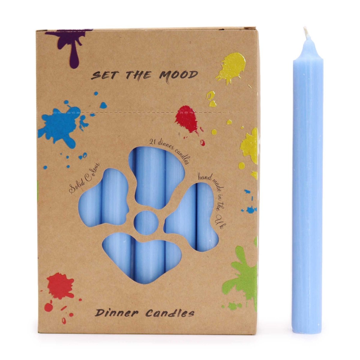 Solid Colour Dinner Candle Set - Pack of 21 - Rustic Sea BlueSolid Colour Dinner Candle SetHeart Notes