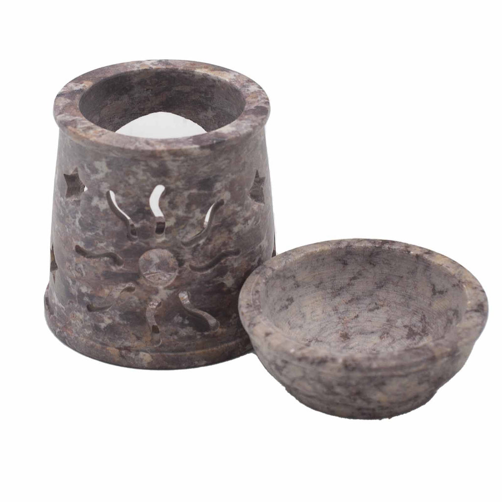 Small Soapstone Oil Burner 8cm - Sun & StarsSoapstone Oil BurnersHeart Notes