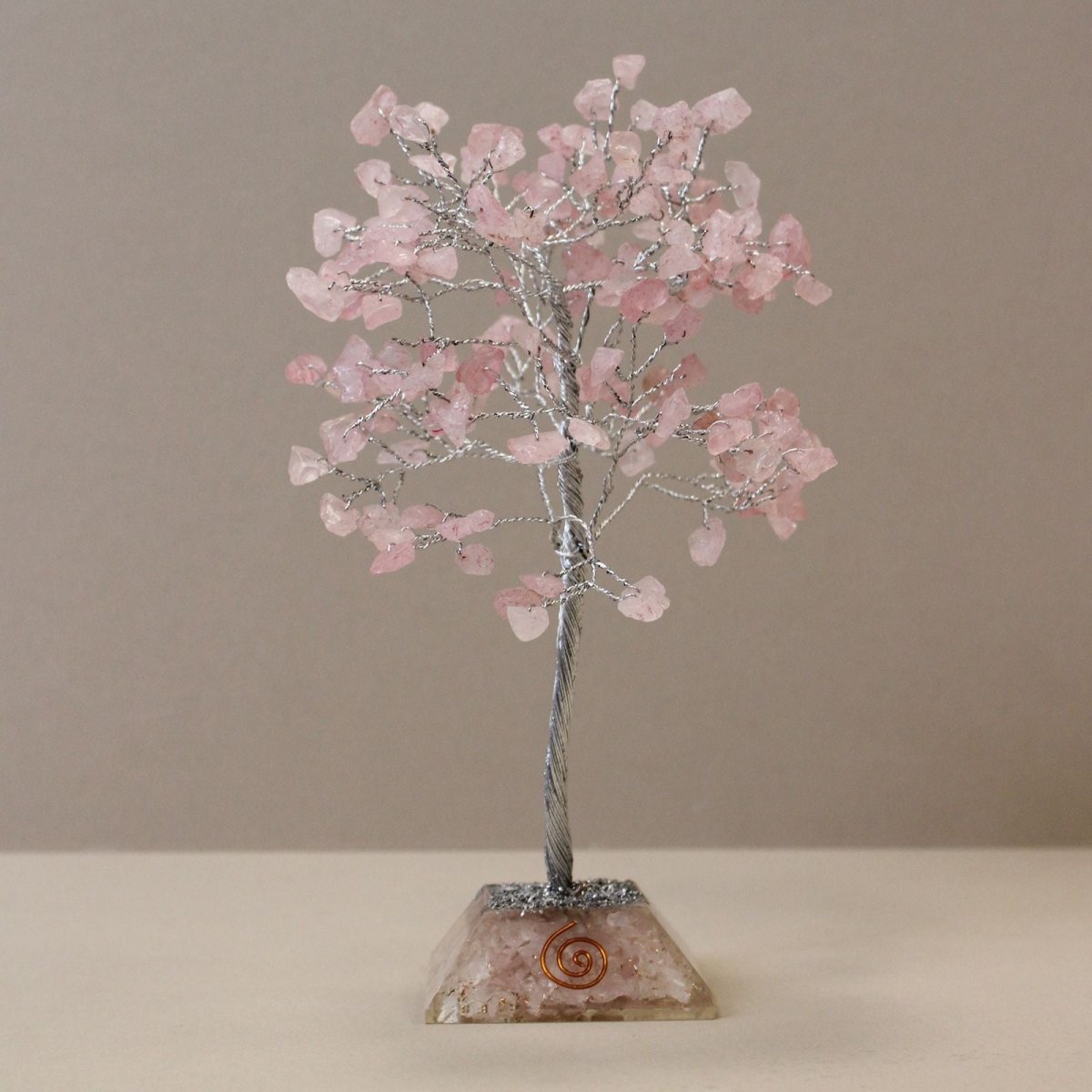Gemstone Tree with Organite Base - 160 Stone - Rose QuartzGemstone Tree with Orgonite BaseHeart Notes