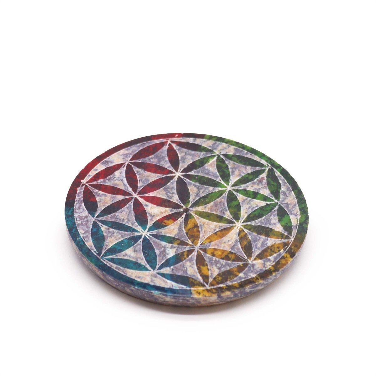 Soapstone Disc Incense Holder - Flower of LifeSoapstone Incense HoldersHeart Notes