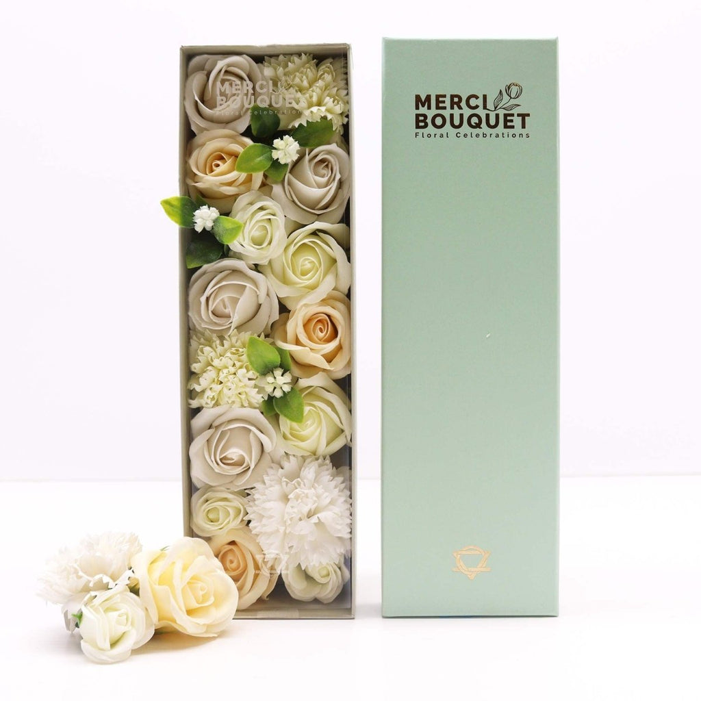Long Box - Wedding Blessings - White & IvorySoap Flower Gift BoxesHeart Notes