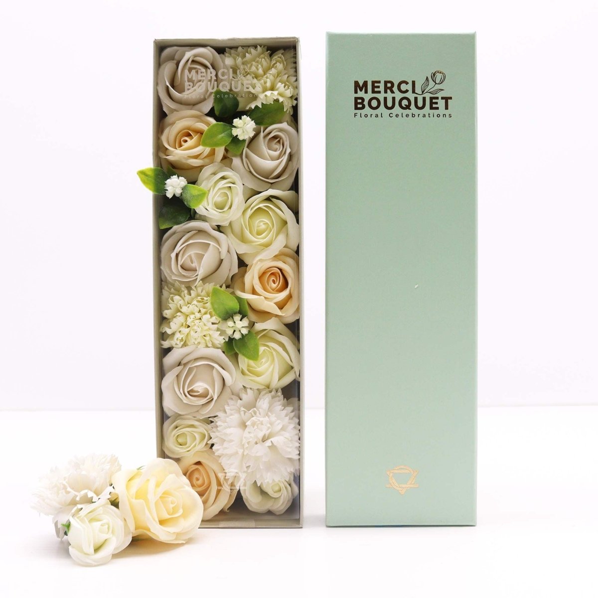 Long Box - Wedding Blessings - White & IvorySoap Flower Gift BoxesHeart Notes