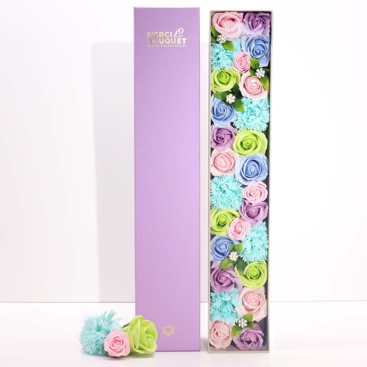 Extra Long Box - Baby Blessings - BluesSoap Flower Gift BoxesHeart Notes