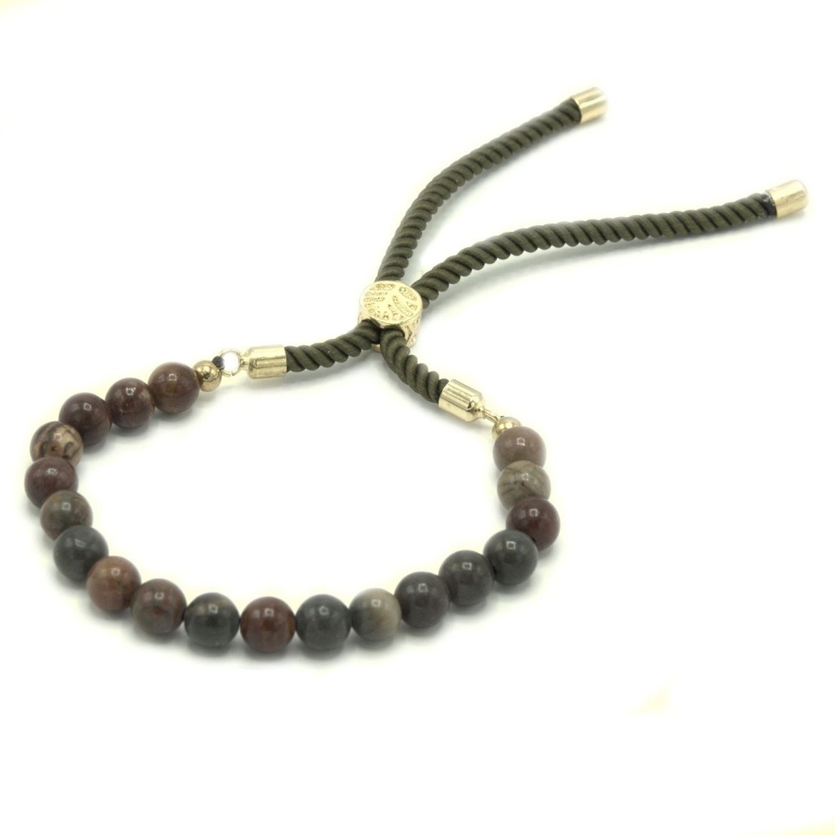 18K Gold Plated Gemstone Moss String Bracelet - Picasso JasperGemstones String BraceletsHeart Notes