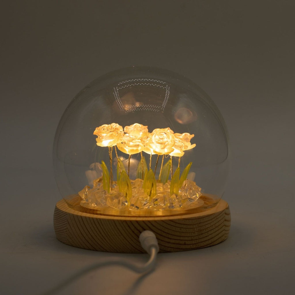 Floral Glow Garden Dome - 10 Pink Roses - LED USBFloral Glow Garden DomeHeart Notes