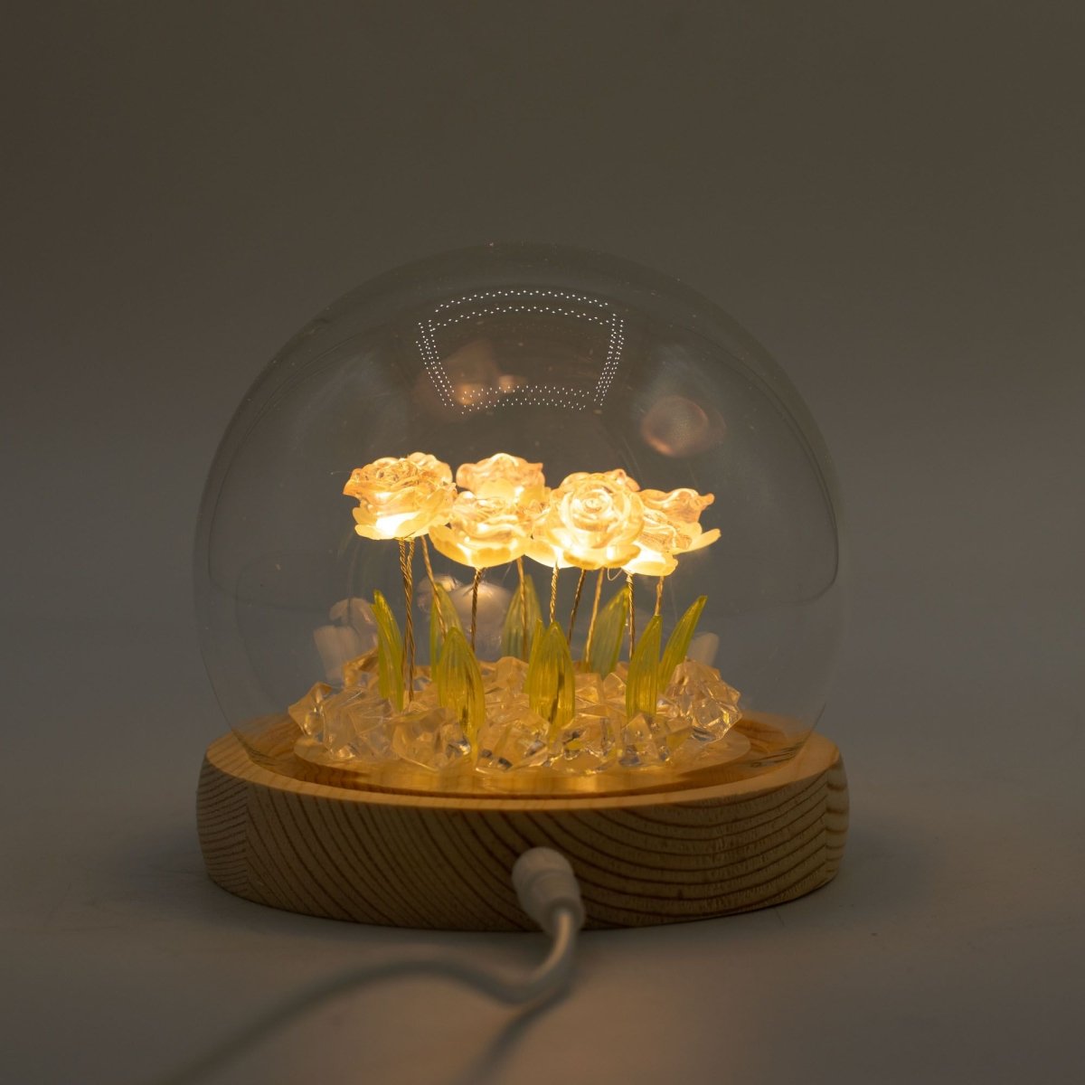 Floral Glow Garden Dome - 10 Pink Roses - LED USBFloral Glow Garden DomeHeart Notes
