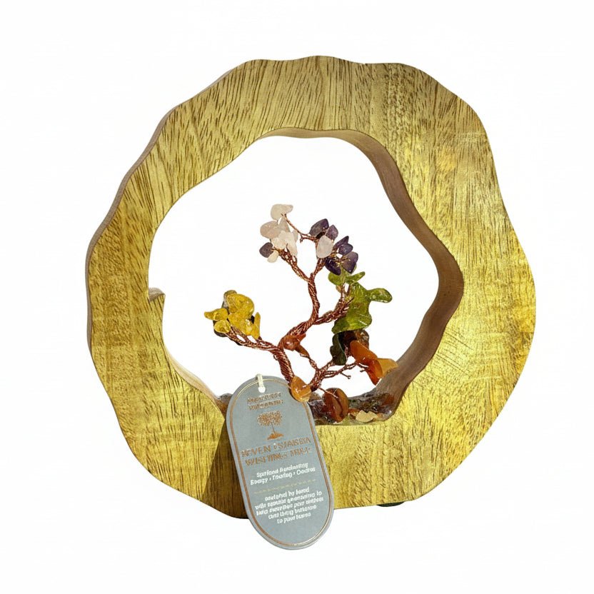 Gemstone Tree Garden - Mango Wood Ring - Seven Chakra - 60 chipstonesGemstone Tree GardensHeart Notes