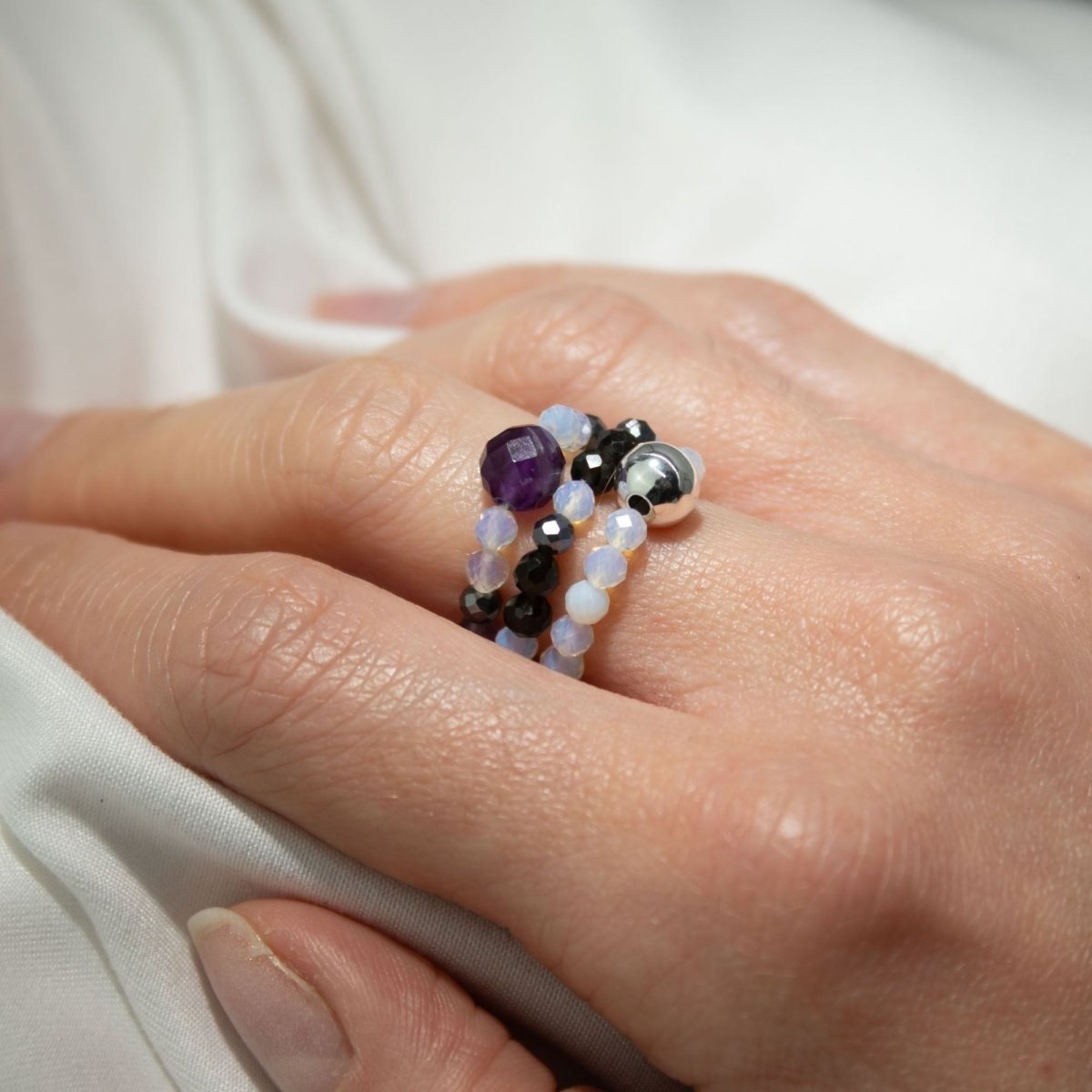 Nymph Spirit Gemstone Ring Set - Full MoonNymph Nature Inspired Gemstone Ring SetsHeart Notes