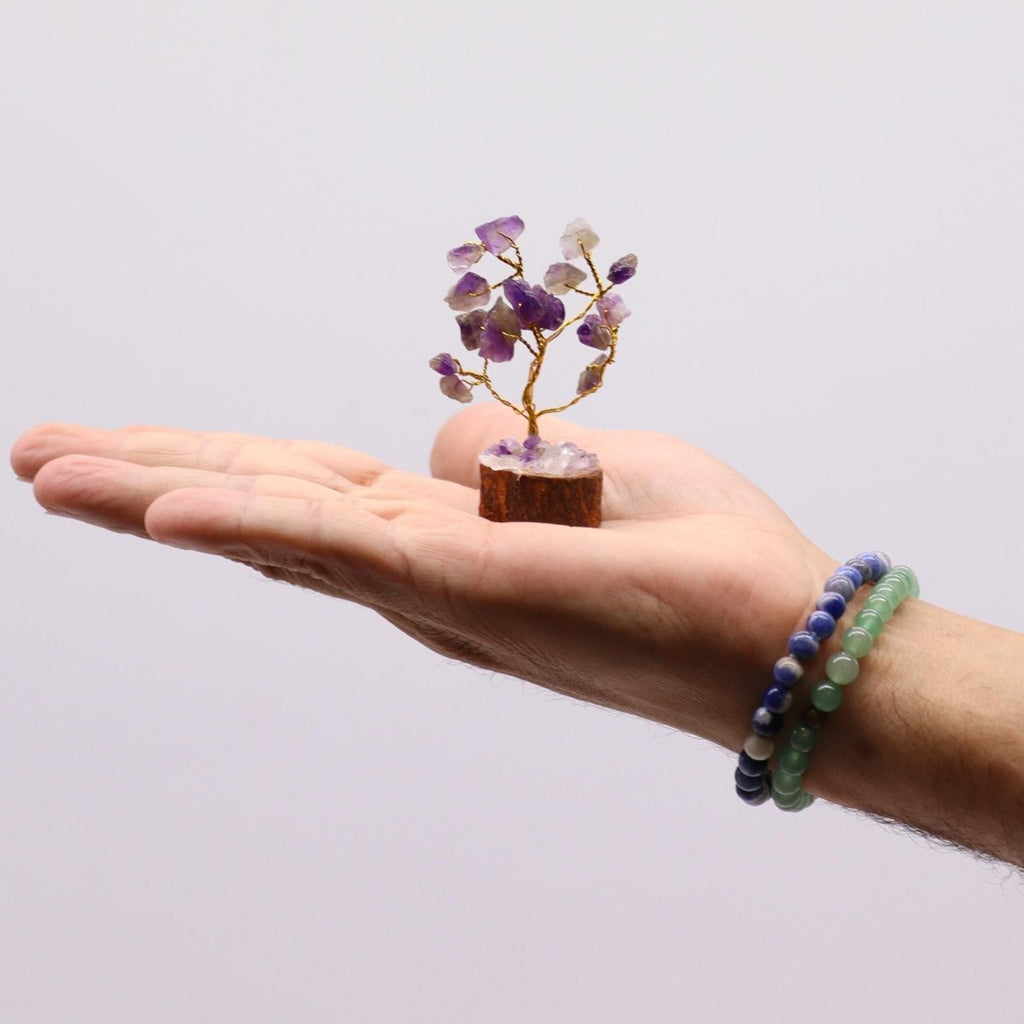Mini Gemstone Tree On Wood Base - Amethyst (15 stones)Mini Gemstone TreesHeart Notes