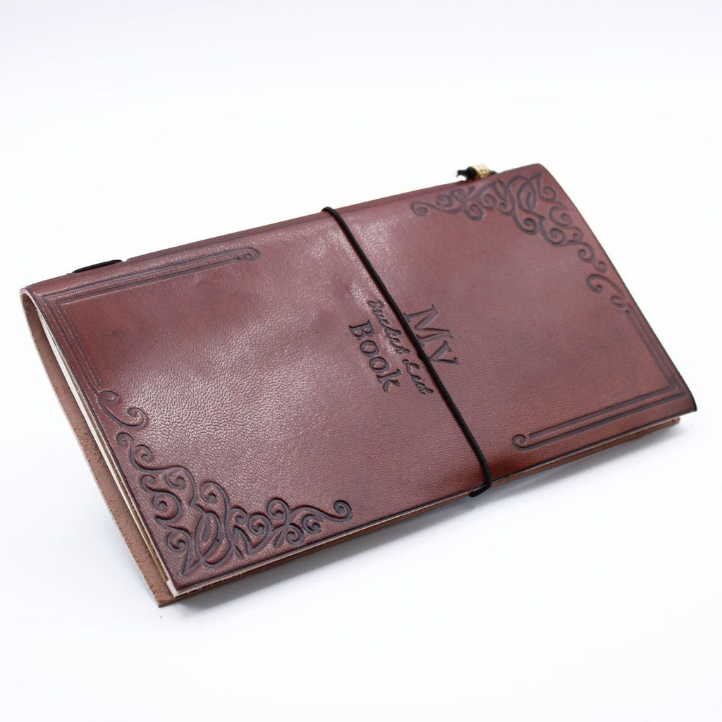 Handmade Leather Journal - My Bucket List Book - Brown (80 pages)Leather JournalsHeart Notes