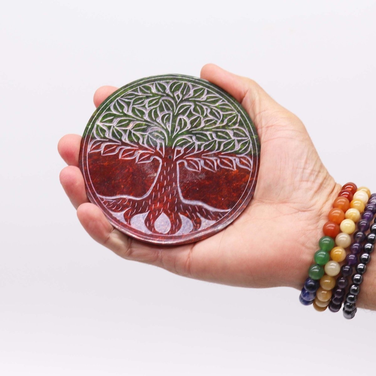 Soapstone Disc Incense Holder - Tree of LifeSoapstone Incense HoldersHeart Notes