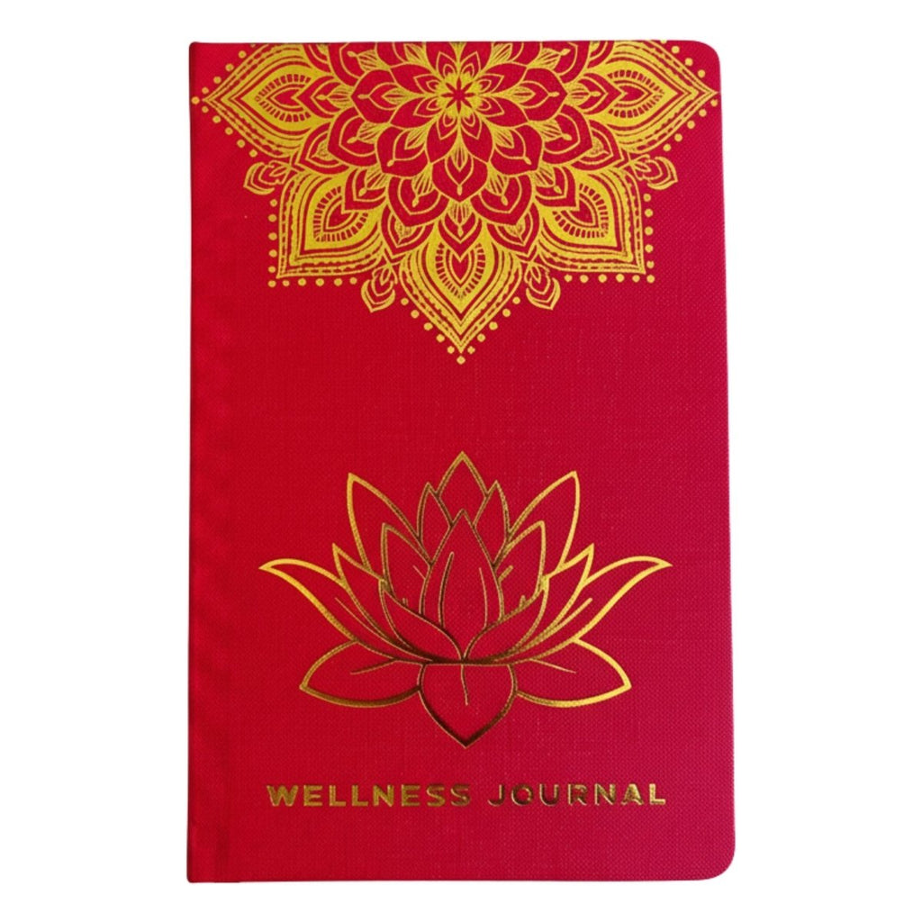 Red Wellness Journal - 120 pages - Golden Mandala and LotusWellness & Gratitude NotebooksHeart Notes