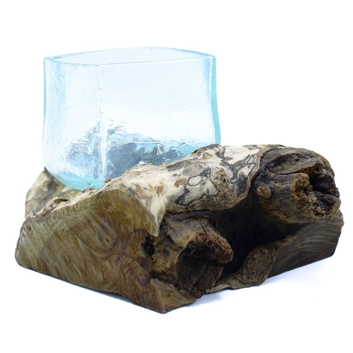 Molten Crackled Glass Tank on WoodMolten Glass on WoodHeart Notes
