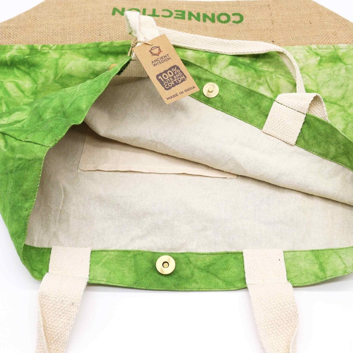 All Natural Bag - Green Stonewash - Tree of Life - ConnectionAll Natural BagHeart Notes