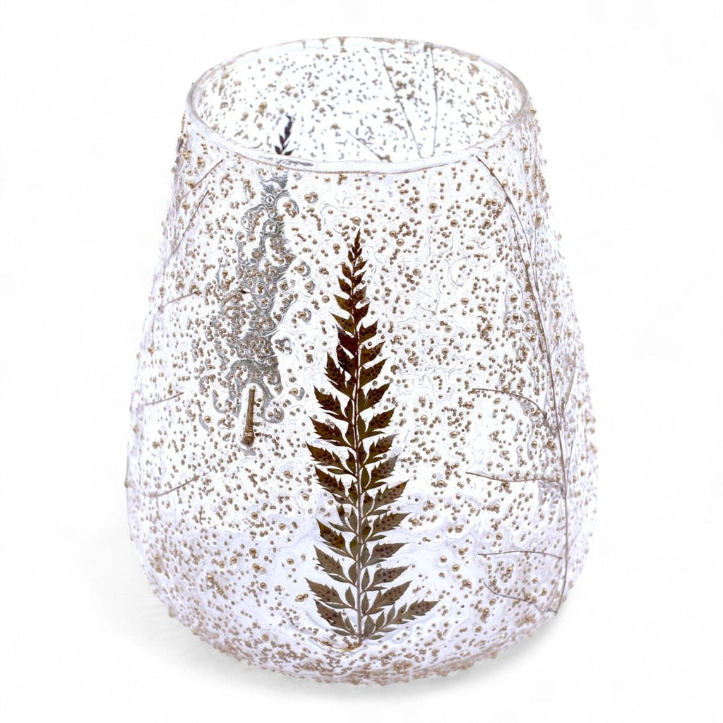 Natural Floral Glass - Large Bowl Candle Holder - Pino - (15x12cm)Natural Floral Glass Candle HoldersHeart Notes