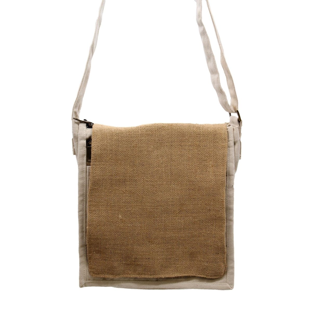 Cotton Canvas Messenger Bag - Natural and Soft JuteCotton Canvas Messenger BagHeart Notes