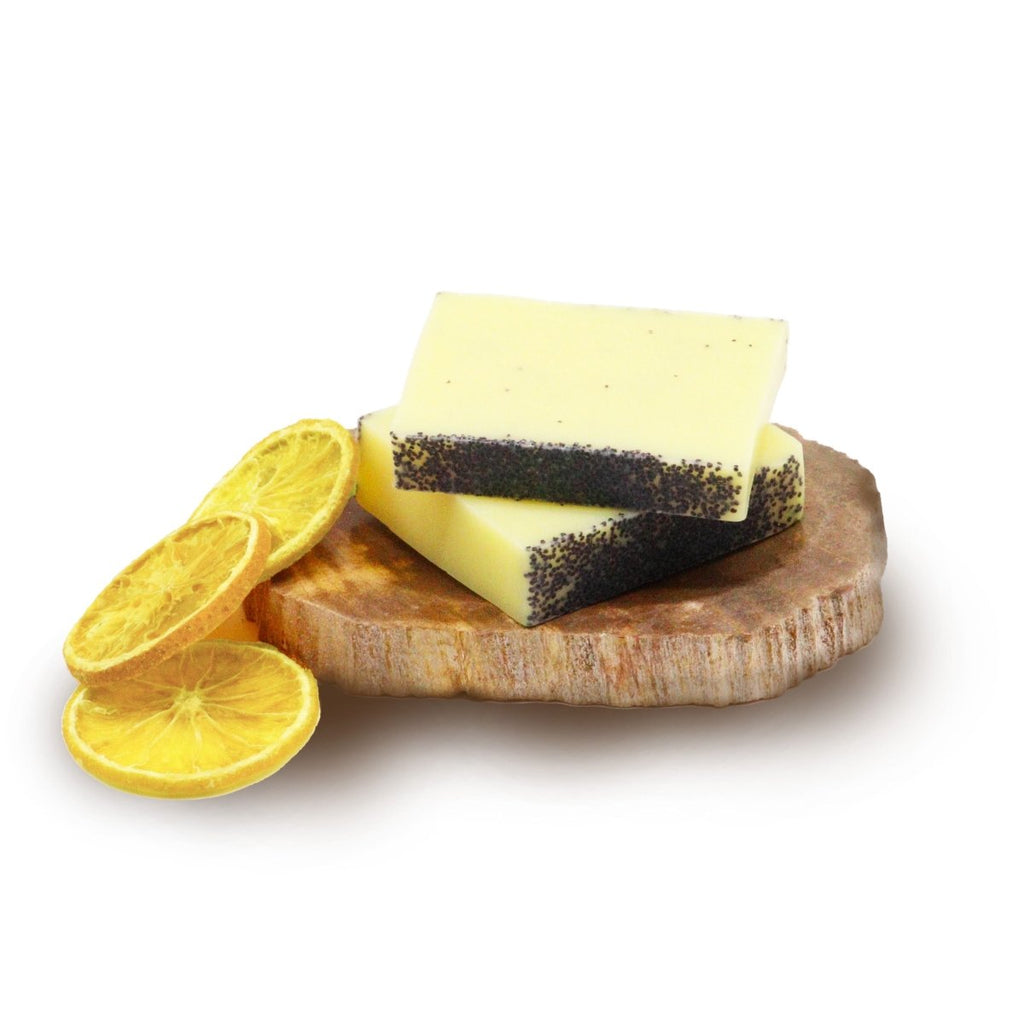 Lemon Poppy Soap Bar - Approx 100gWild & Natural Hand - Crafted Soap 1.3kg and SlicesHeart Notes