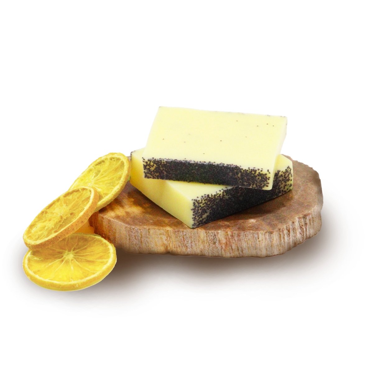 Lemon Poppy Soap Bar - Approx 100gWild & Natural Hand - Crafted Soap 1.3kg and SlicesHeart Notes