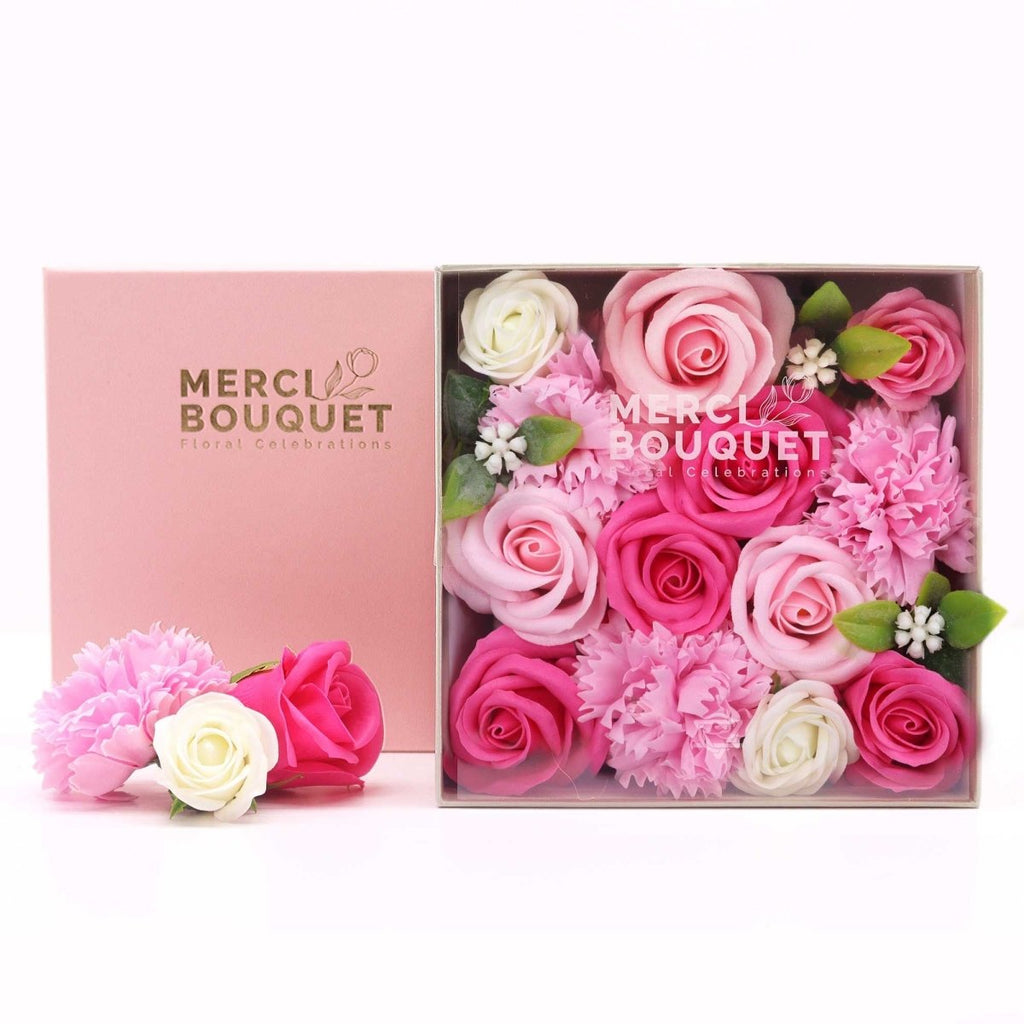 Square Box - Baby Blessings - PinksSoap Flower Gift BoxesHeart Notes